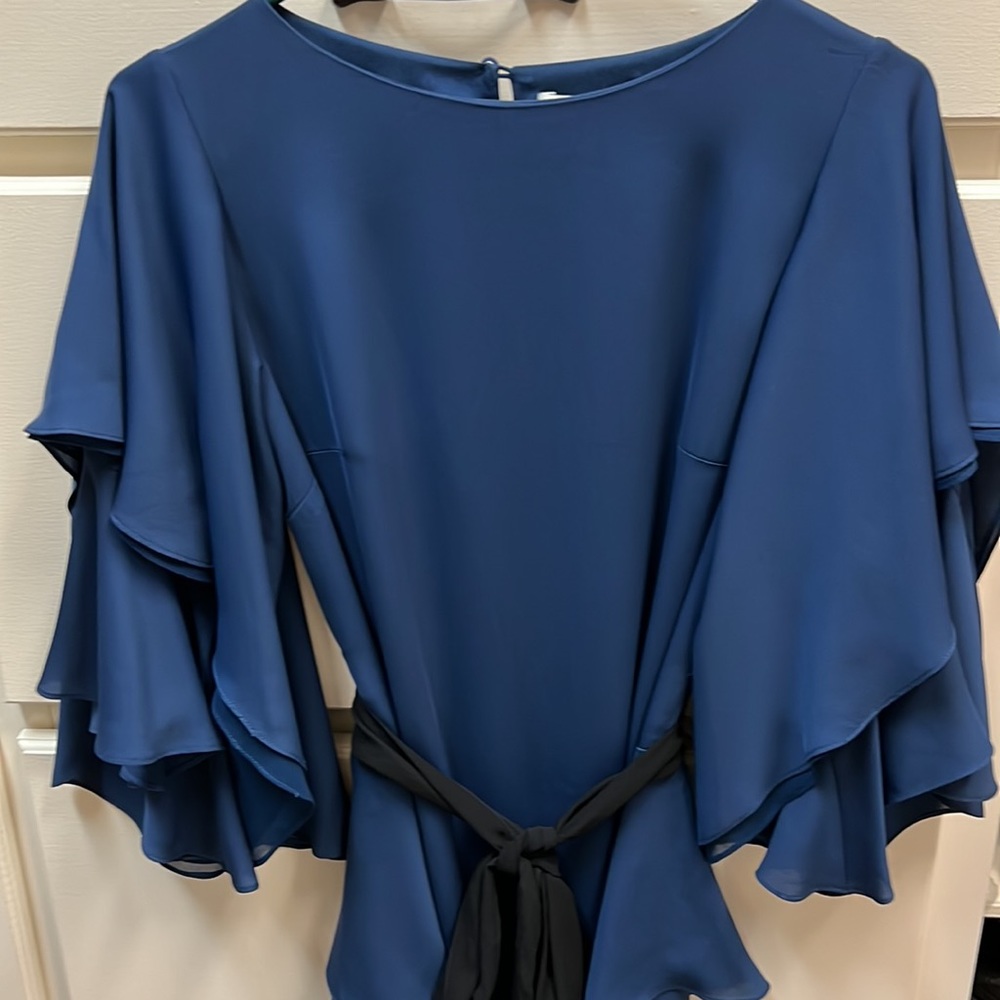 Halston Heritage Blue Chiffon Dress